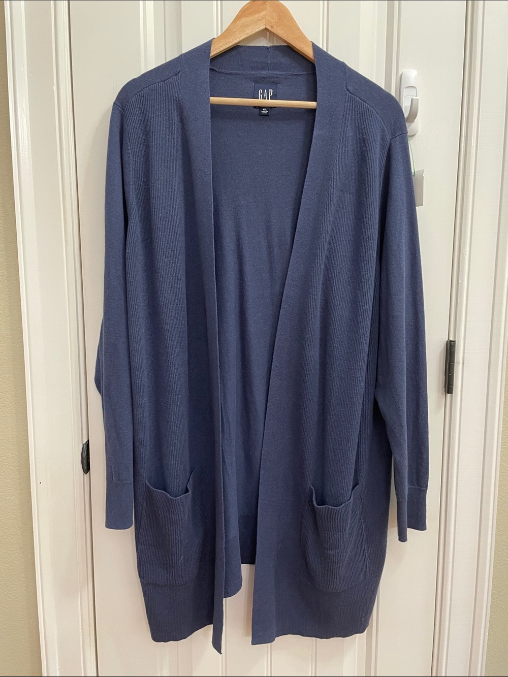 GAP Women's Indigo Blue Open-Front Long Cardigan Size XXL